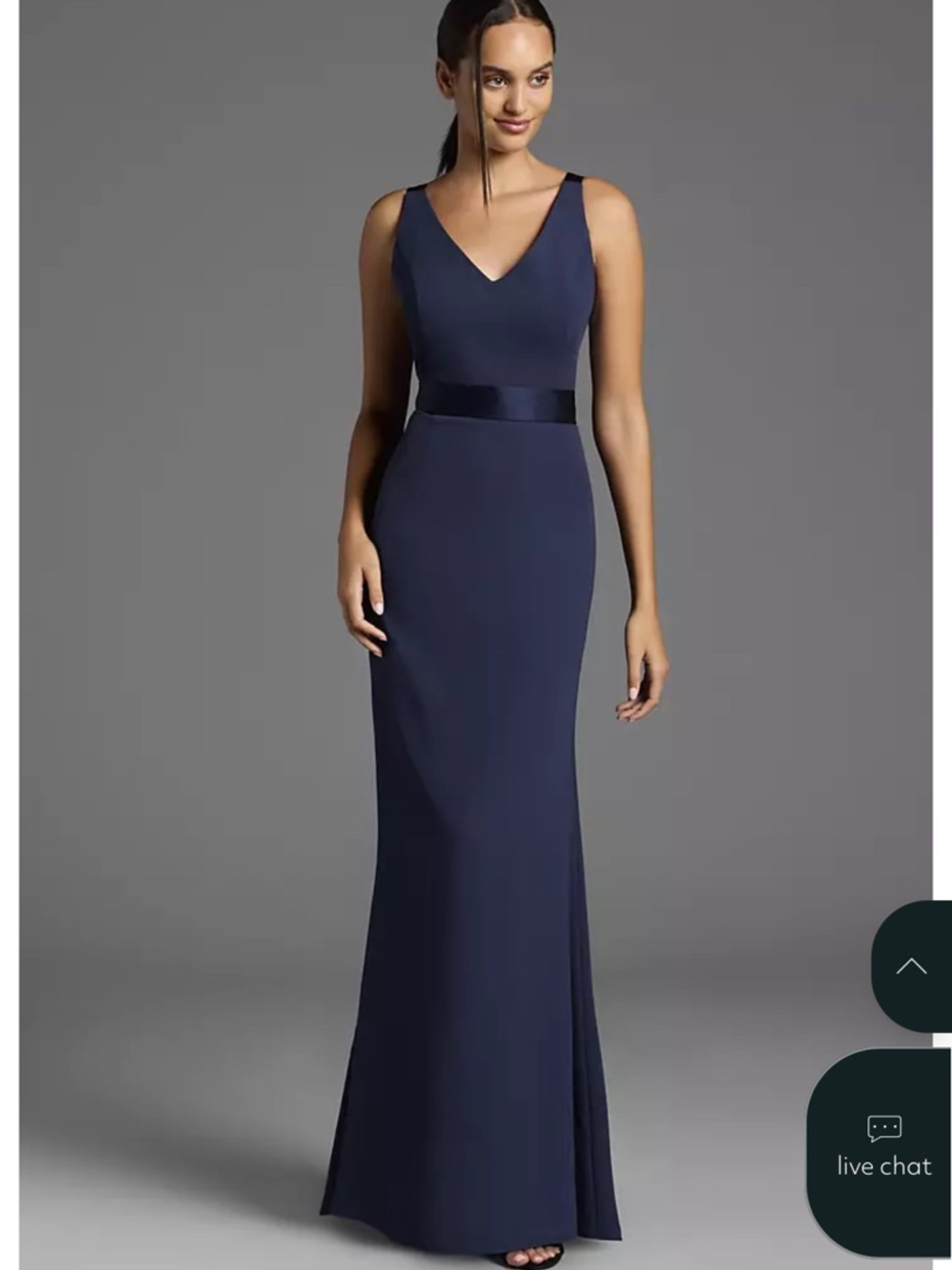 Simply Vera Vera Wang Navy V-Neck Satin-Waist Evening Gown